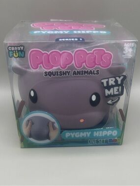 Crazy Fun ~ VIRAL ~ Plop Pets Blob - Pygmy Hippo Jumbo Squishy ~Series 1 Purple💜